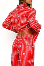 Bow Print Top Wide Leg Pants Lounge Set (5)