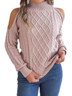 Cold-shoulder Cable Knit Sweater (20)