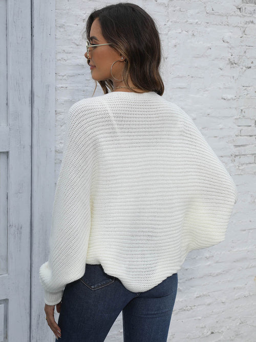 Bat Sleeve Open Front Short Cardigan (2)