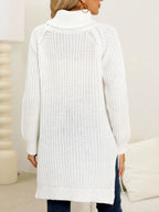 Slit Turtleneck Long Sleeve Sweater (2)