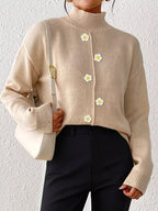 Floral Applique Turtleneck Sweater (3)