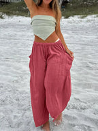 Full Size Wide Leg Pants Pockets Plus