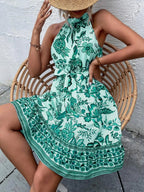 Printed Tie Waist Mini Dress (3)