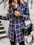 Plaid Tweed Double-breasted Coat (12)