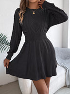 Cable Knit Long Sleeve Sweater Dress (3)
