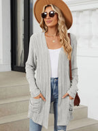 Pocketed Open Front Long Sleeve Cardigan (22)