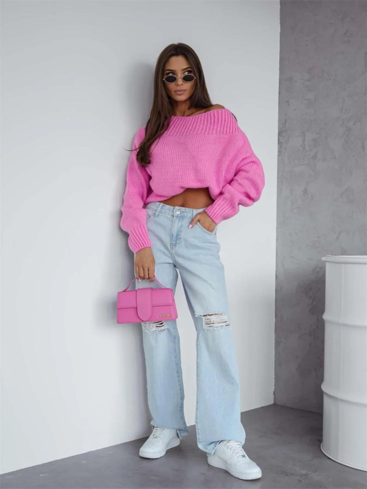 Boat Neck Drop Shoulder Sweater (4)