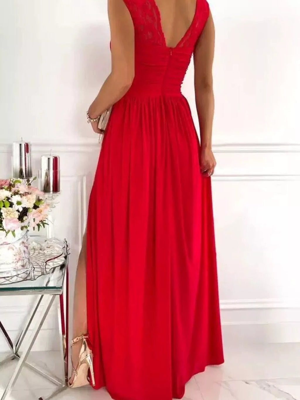 High Slit Lace Detail Maxi Dress (12)