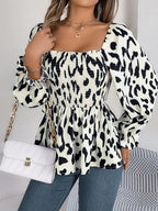 Square Neck Flounce Sleeve Blouse (12)