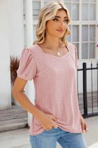 Eyelet Puff Sleeve T-shirt (27)