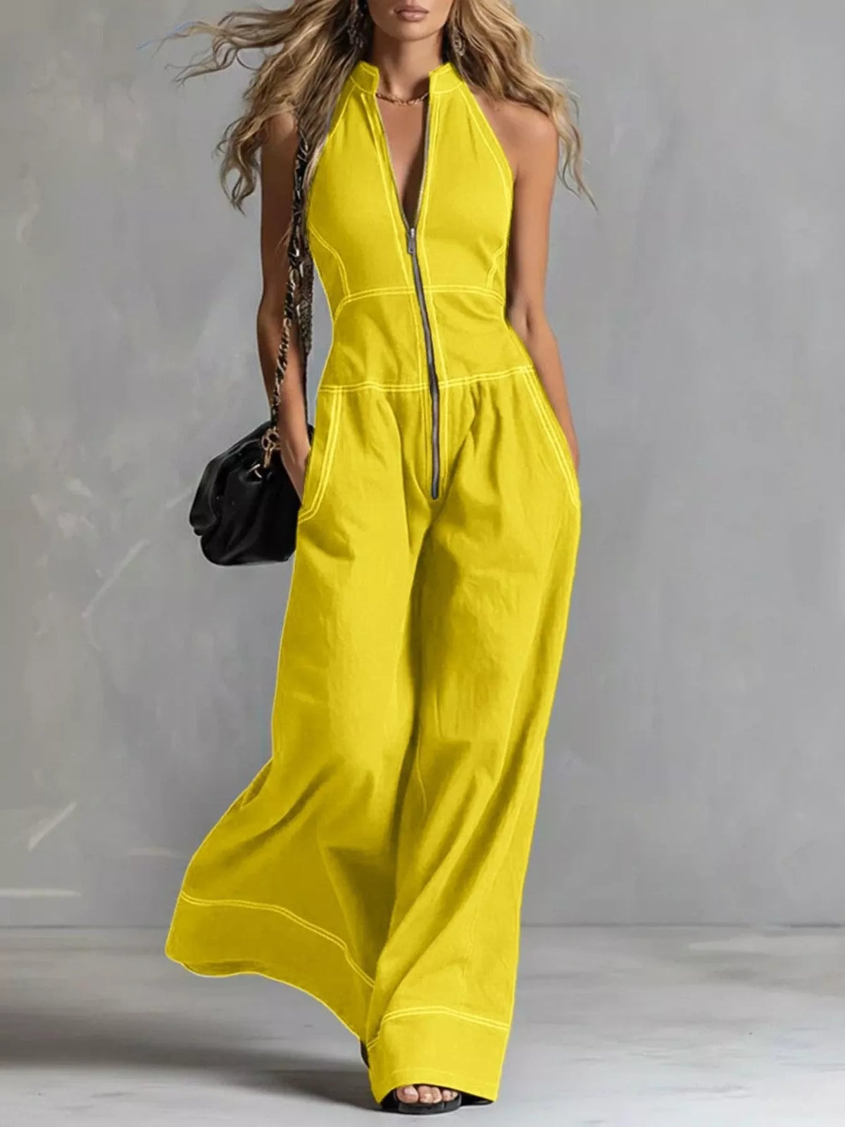 Zip Front Sleeveless Wide Leg Jumpsuit (9)