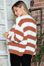 Striped Button Up Long Sleeve Sweater (2)