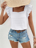Ruffled Square Neck Cap Sleeve Blouse (24)