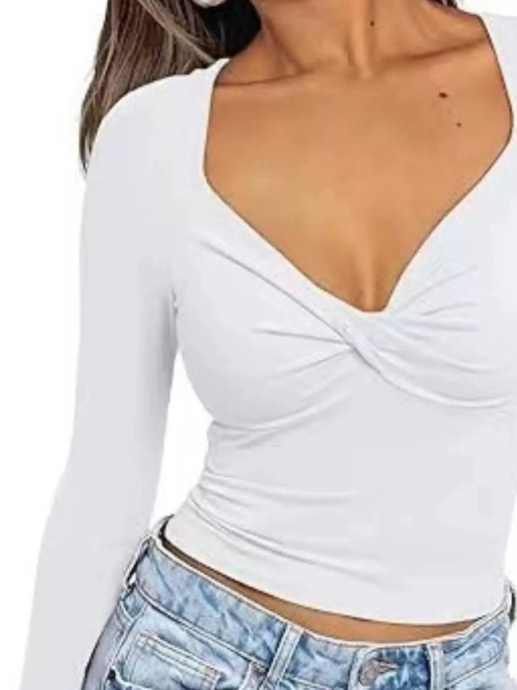 Twist Front Long Sleeve Fitted T-shirt (10)