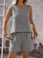 Gingham Sleeveless Top Shorts Set (2)