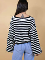 Oversized Striped Drop Shoulder Sweater (5)