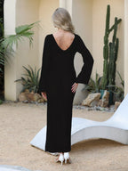 Crochet Knit Long Sleeve Cover-up Dress (7)