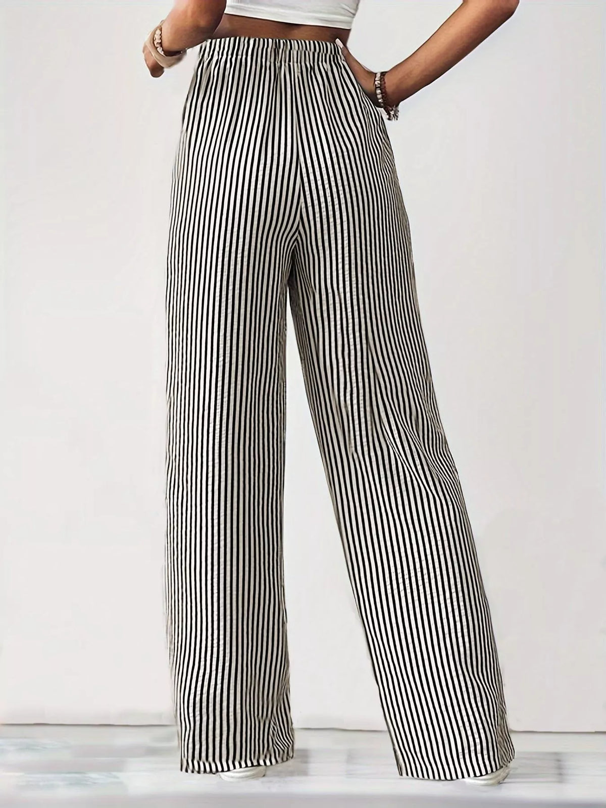 Striped High-waisted Wide Leg Pants (5)
