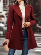 Collared Neck Button Up Long Sleeve Coat (12)