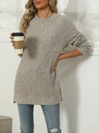 Ribbed Knit Round Neck Sweater (4)