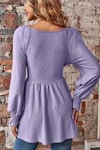 Peplum V-neck Long Sleeve Blouse (32)