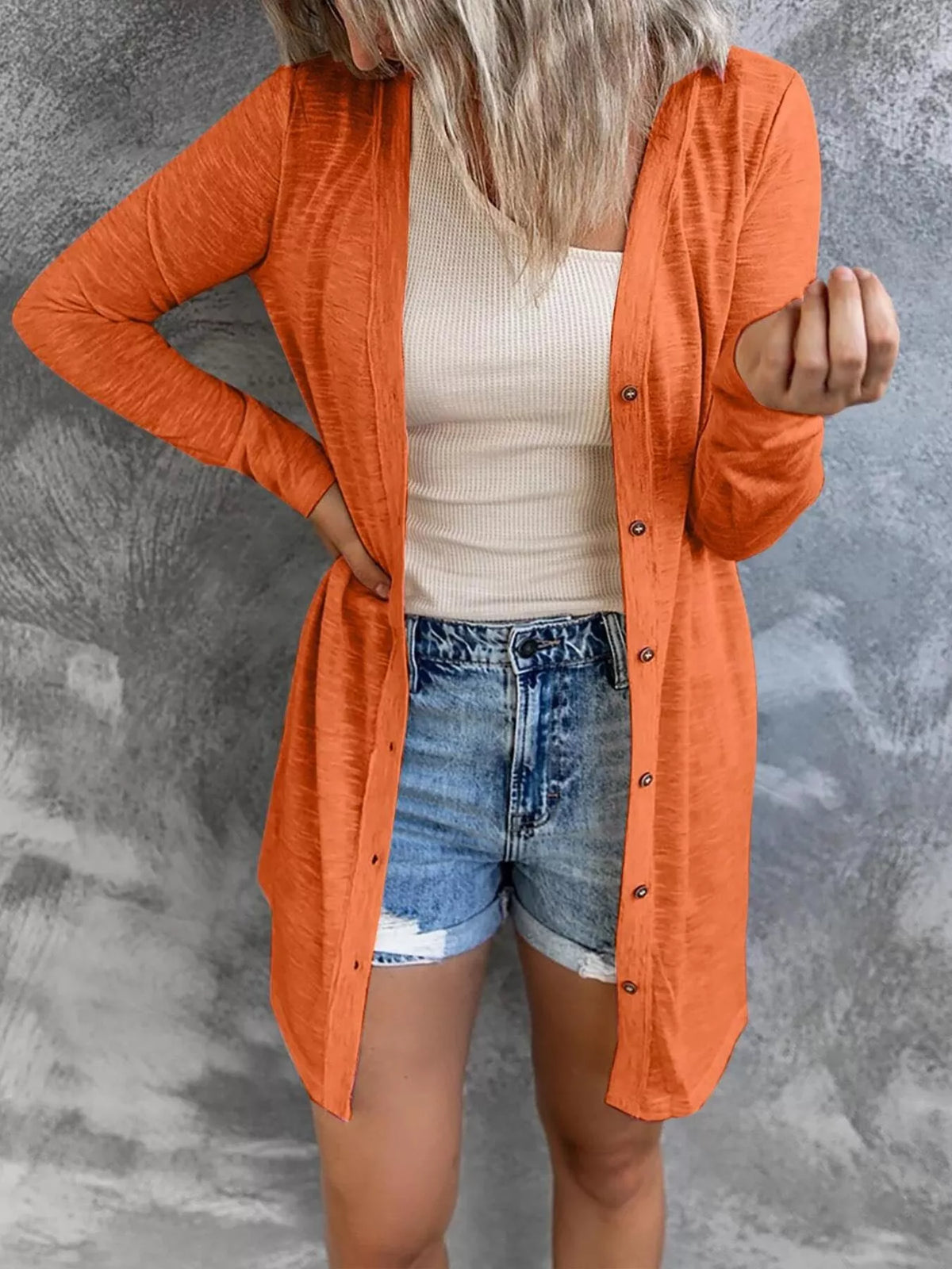 Full Size Lightweight Button-up Cardigan Plus (7)