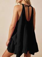 Tied Scoop Neck Wide Strap Mini Dress (2)