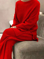Full Size Ribbed Knit Relaxed Fit Top Pants Sweater Set Plus (11)