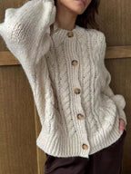 Cable Knit Button-down Cardigan