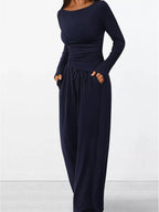 Long Sleeve Top Wide Leg Pants Set (29)