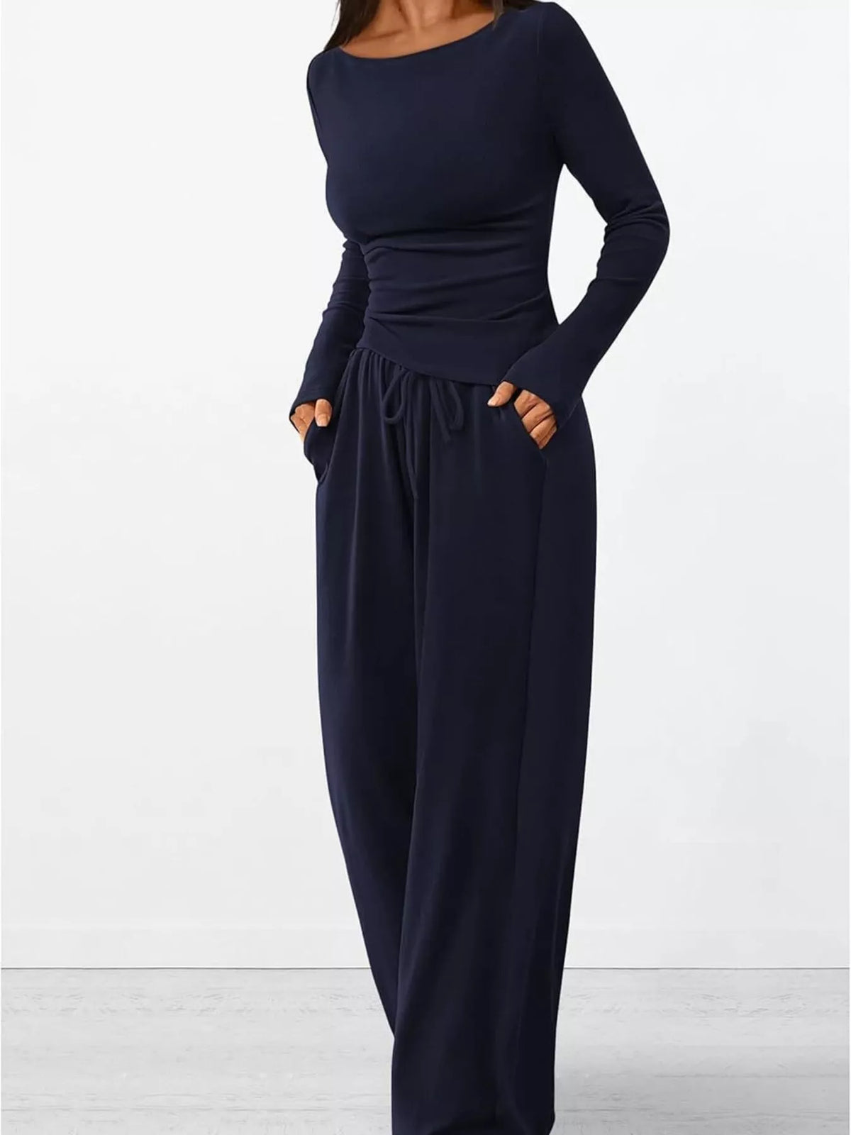 Long Sleeve Top Wide Leg Pants Set (29)
