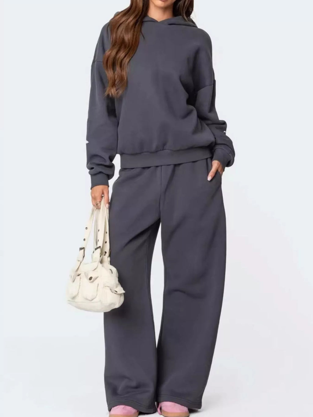 Bow Heart Dropped Shoulder Hoodie Pants Set (8)