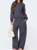 Bow Heart Dropped Shoulder Hoodie Pants Set (8)