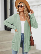 Pocketed Open Front Long Sleeve Cardigan (39)