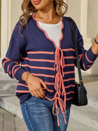 Striped Tie Front Knit Cardigan (20)