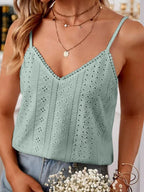 Eyelet Lace Detail V-neck Cami (4)