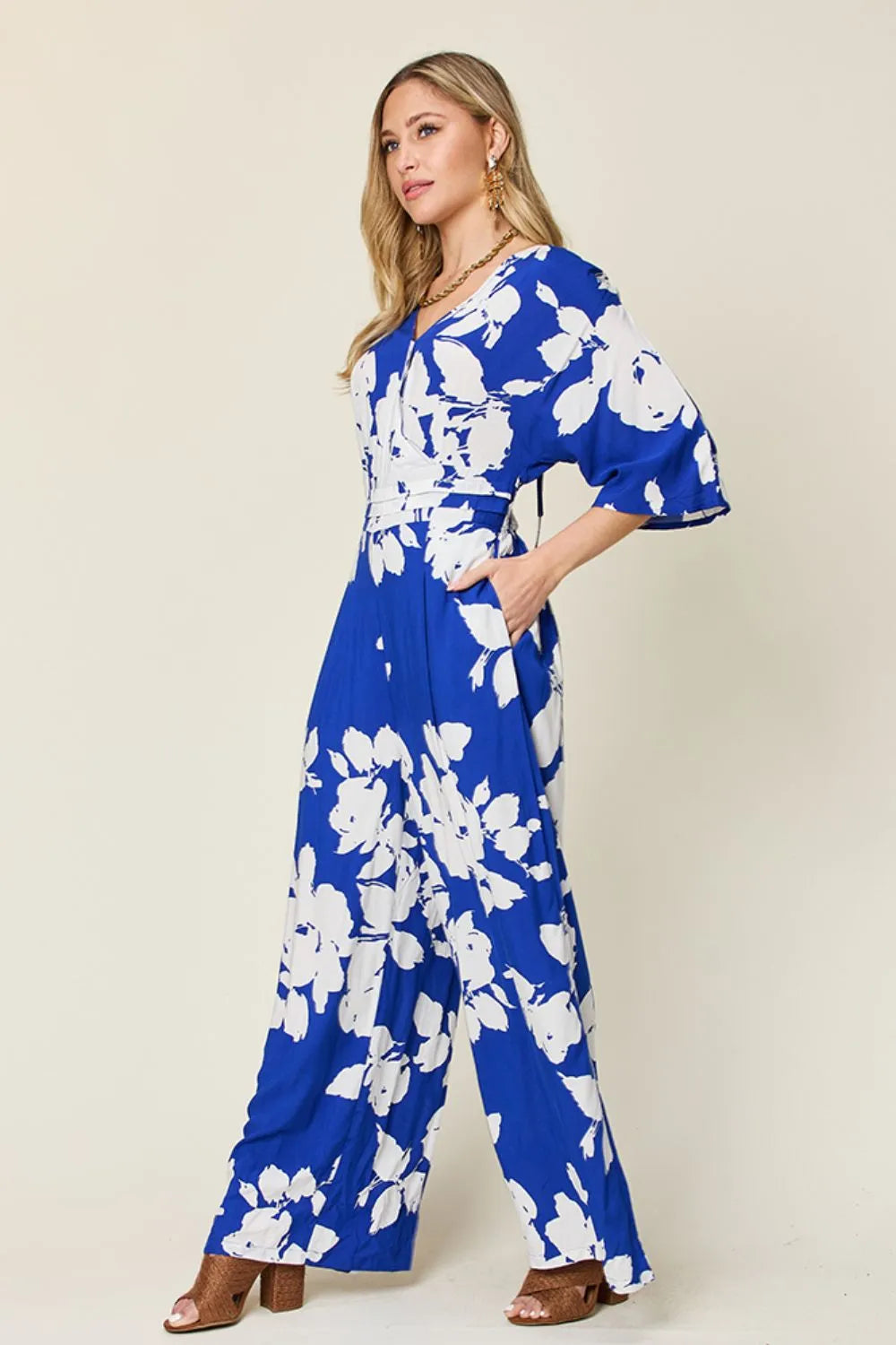 Full Size Printed Tie Back Wide Leg Jumpsuit (2)