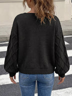 Snowflake Textured V-neck Sweater (8)
