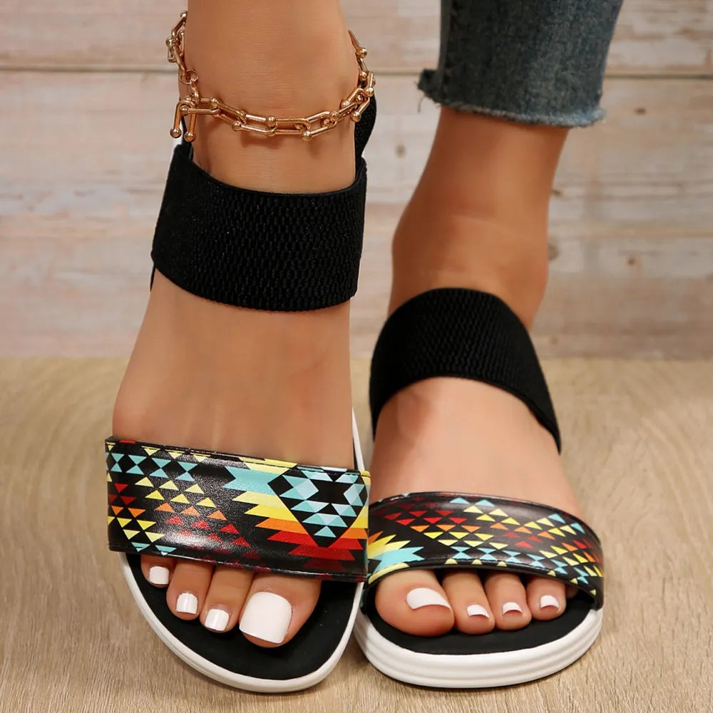 Pu Leather Open Toe Low Heel Sandals