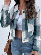 Plaid Button-front Cropped Jacket (19)