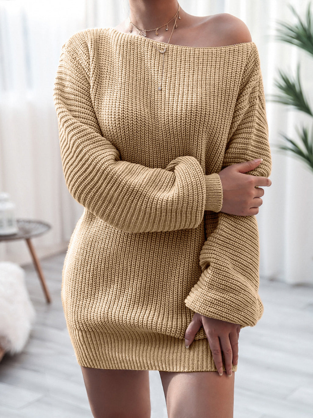 Rib-knit Mini Sweater Dress (8)