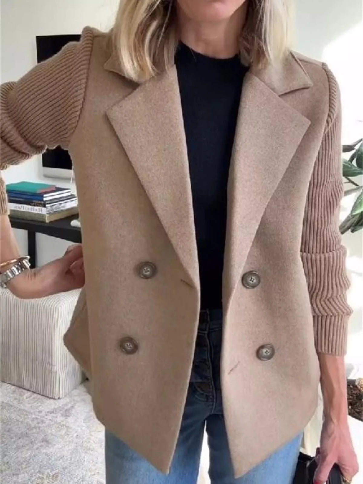 Full Size Knitted Blazer