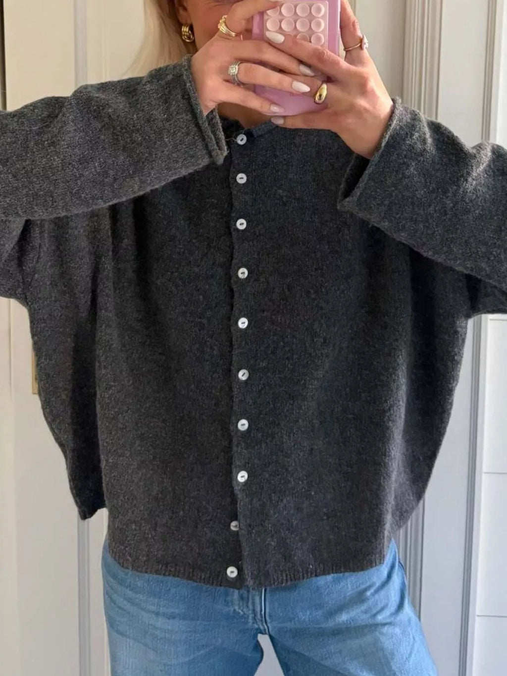 Button-down Dropped Shoulder Cardigan (13)