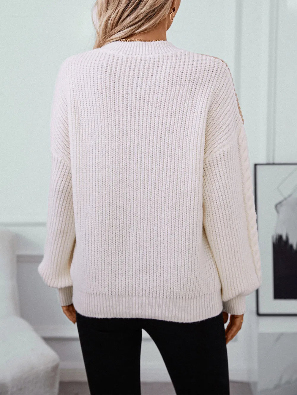 Contrast Round Neck Long Sleeve Sweater (6)