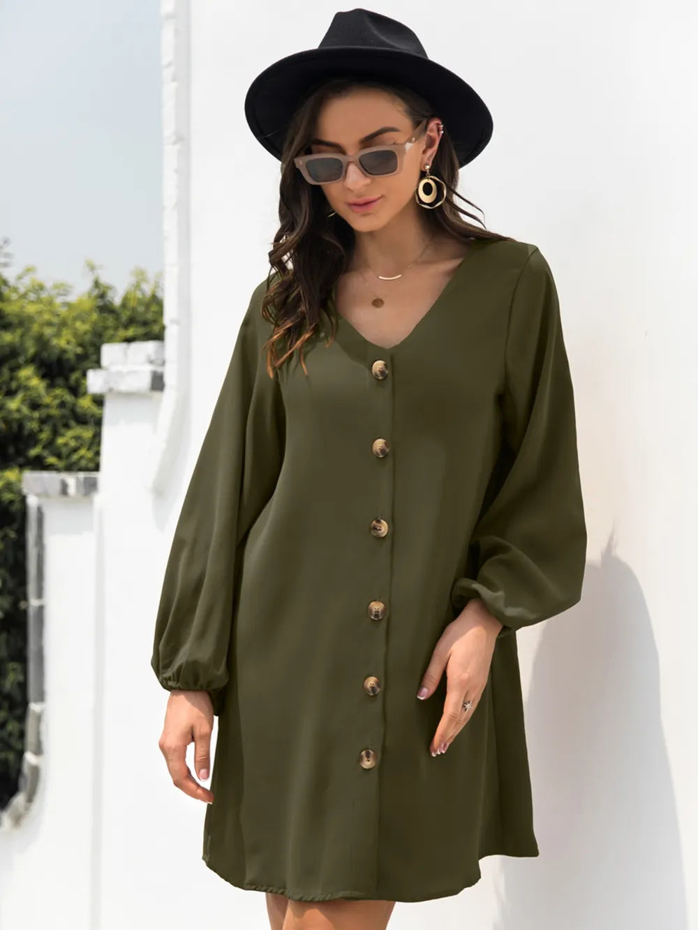 V-neck Long Sleeve Mini Dress (17)