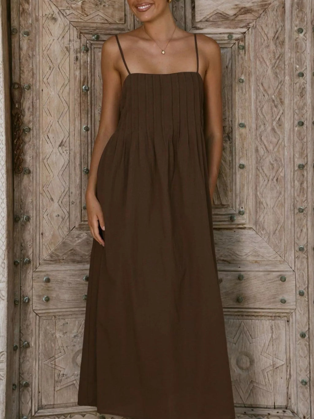 Pleated Bodice Midi Cami Dress (6)