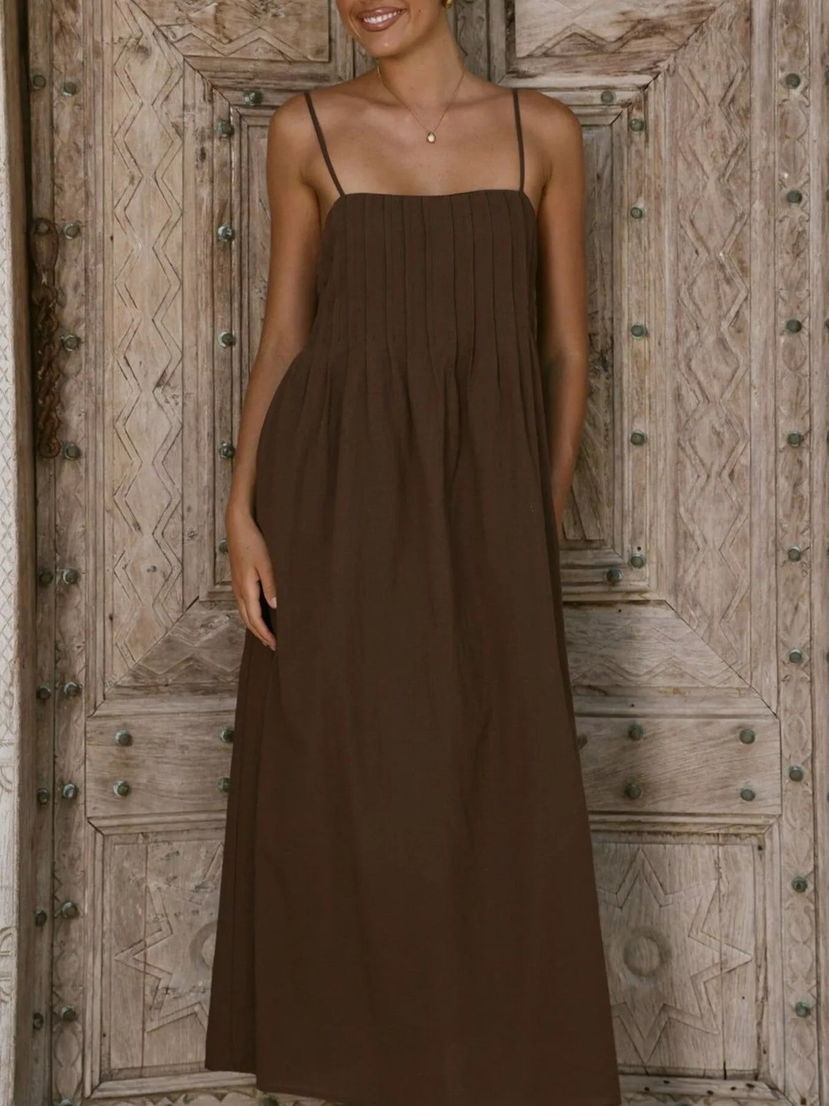 Pleated Bodice Midi Cami Dress (6)