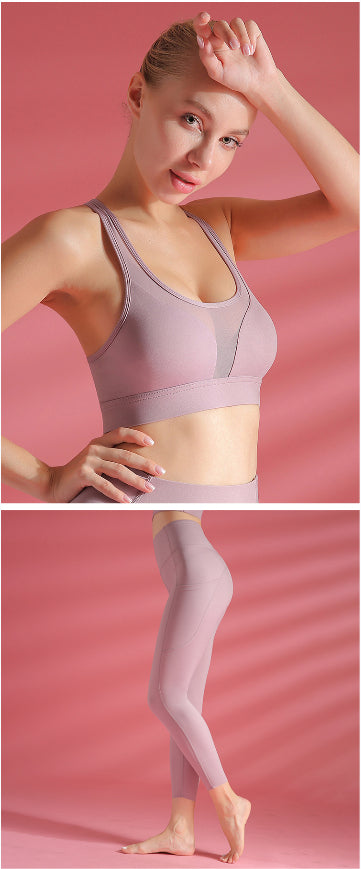 Sports Bra Shockproof Yoga Vest variant CJYDYDYD00748-Purple set-S