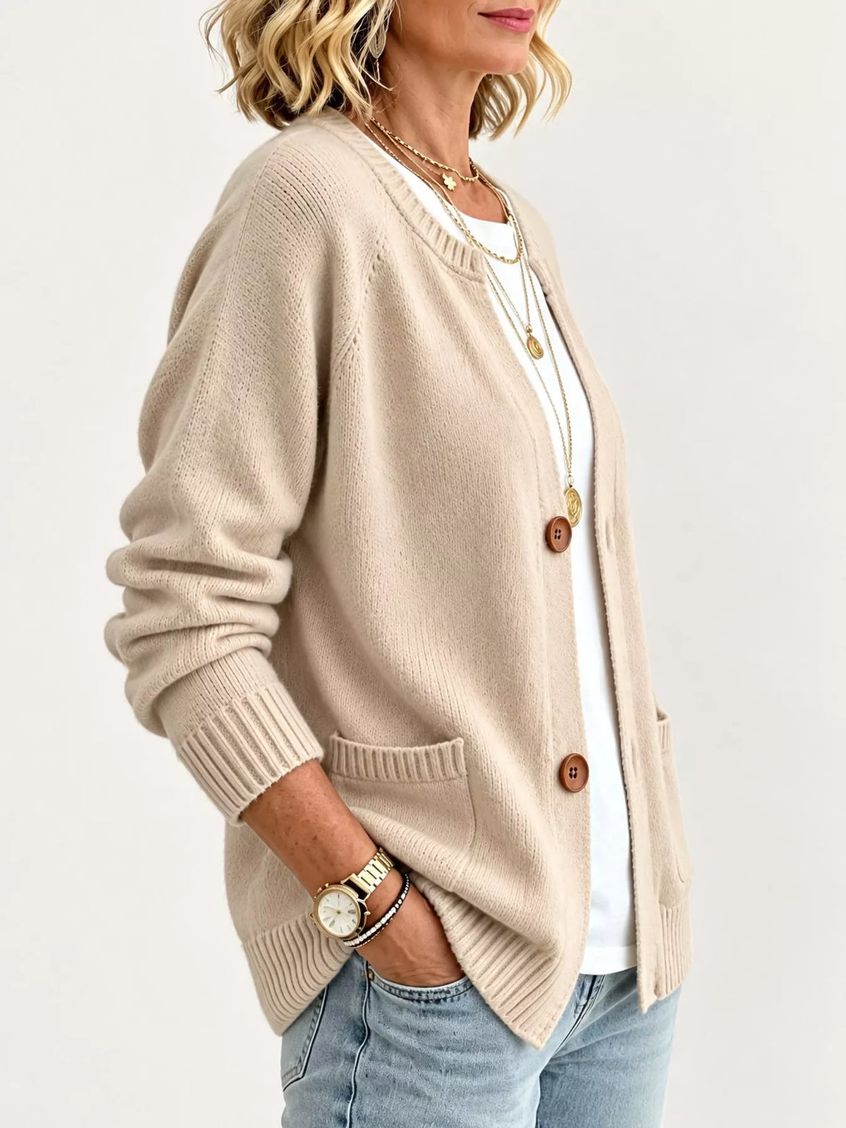 Full Size Button-down Knit Cardigan Plus (3)
