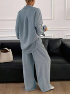 Button-down Shirt Wide-leg Pants Set (29)